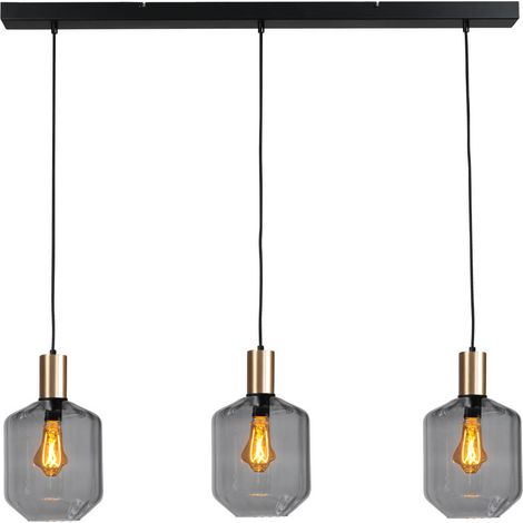 Lampe suspendue 3 lumières - dorée - Porto avec des verres à fumée Jagger - 2711-05-02-100-3-11 (1/3)