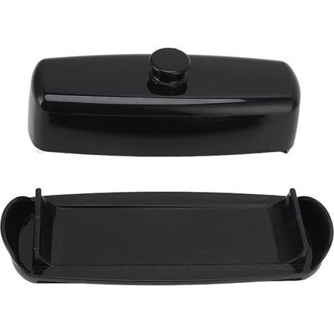 Boîte à beurre en plastique noir, grande capacité, compacte, avec couvercle et couteau, idéale pour la cuisine et le réfrigérateur.