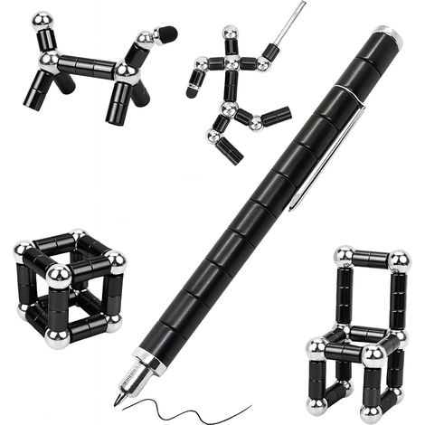 Stylo magnétique anti-stress pour adultes, stylo magnétique pour garçons – idées cadeaux amusantes pour Noël et Pâques, cadeaux sympas pour adolescents (noir) (1/5)