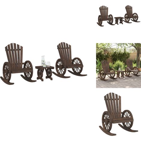 Salon de jardin 3 pcs bois de sapin massif - Salon De Jardin - Mobilier De Jardin - Chaises Adirondack - Chaise À Bascule - Table Basse (1/5)