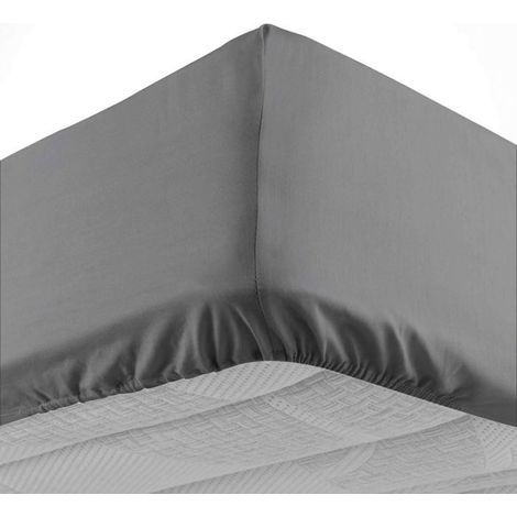Drap housse 140x190 cm - Bonnet 30 cm - 100% coton - Anthracite (1/5)