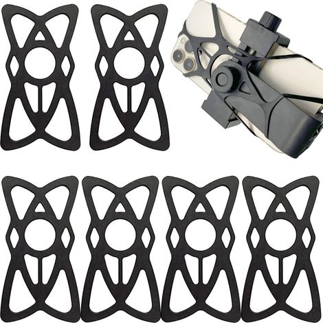 6 Pièces Attache Telephone Velo, Support de Téléphone pour Vélo, Sécurité en Caoutchouc pour Support de Téléphone, pour Vélo, Moto Guidon Scooter (Noir) (1/5)