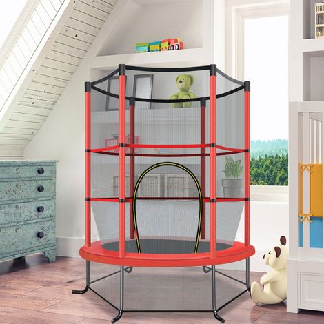 Trampoline de Jardin pour Enfants Ø165CM avec Filet de Protection Appuis de Ressorts et Structure en Acier Rouge CW3305 Maison Chic (1/2)