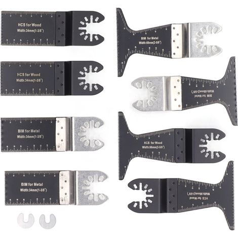 Lot de 10 lames de scie oscillante universelles, accessoires à changement rapide pour coupe de bois, métal et plastique, 34mm et 68mm (1/5)