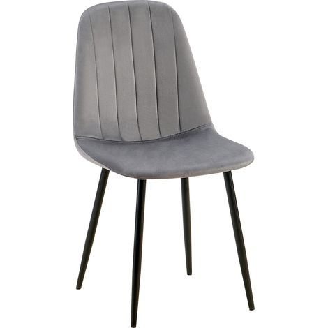 Silla de comedor Baxter en terciopelo Gris oscuro