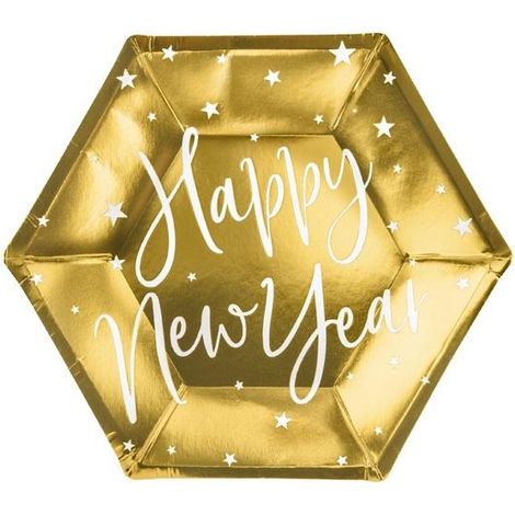 Elegantes platos dorados decorativos "Feliz Año Nuevo" Únicos