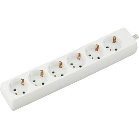 Multiprise V-TAC avec câble de 1,5 m, 6 prises, 10 A, 2P + Schuko et fiche Schuko, couleur blanche (1/3)