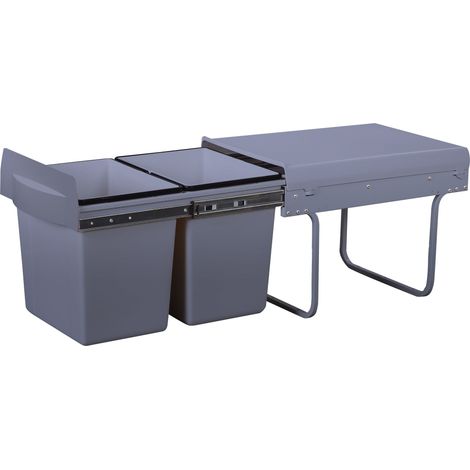 Poubelle de cuisine encastrable coulissante 36L - HYPE – 2 compartiments avec seaux – KITCHEN MOVE (1/5)