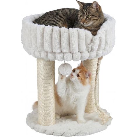 COSTWAY Tiragraffi Per Gatti Albero Per Gatti Albero Tiragraffi Per Gatti Cuccia Morbido Tessuto In Peluche Trespolo Comodo Posatoio Imbottito Pallina Sospesa (1/5)