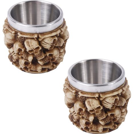 Tasse à Halloween Médiéval Mug 3D Originale Crâne Tête de Mort Gobelet Boire en Acier Inoxydable Mug Bière Café Boisson Horreur Chope Cadeau Verre (1/4)