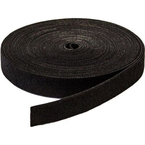 Velcro auto-adhésif pour la gestion des câbles 10 m / 2 cm Noir (1/5)
