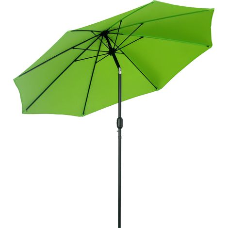 Outsunny 2.7M Garden Parasol Umbrella with Glass Fibre Ribs and Aluminium Frame, Tilting Sun Shade Shelter Canopy, Light Green