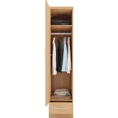 Nevada 1 Door 1 Drawer Wardrobe - L52 x W40 x H182.5 cm - Sonoma Oak Effect (1/3)