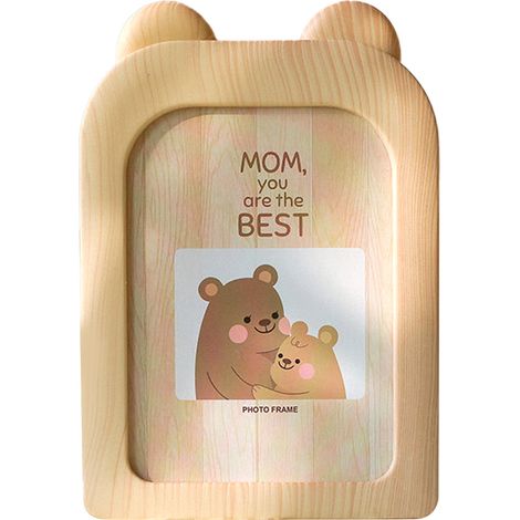Cadre photo mignon 7 pouces ours beige, décoration murale maternelle et bureau, style cartoon créatif pour photos. (1/5)
