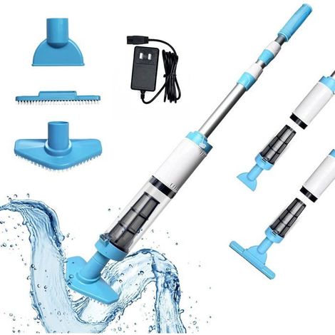 3 en 1 Aspirateur de Piscine sans Fil, Nettoyeur Électrique à Batterie Rechargeable, 90 Minutes d'Autonomie, Aspirateur Manuel