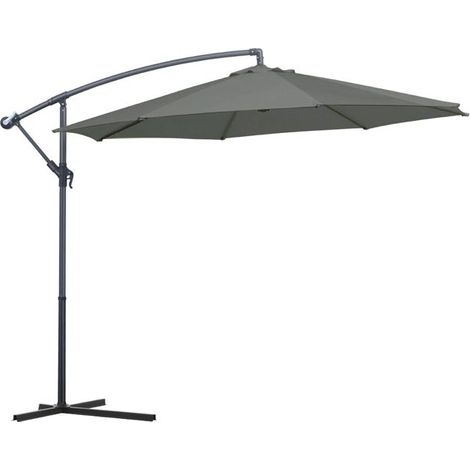 Parasol déporté - JUANIO - Ø300 cm - Rond - Protection UV50+ - Aluminium/acier thermolaqué (1/5)