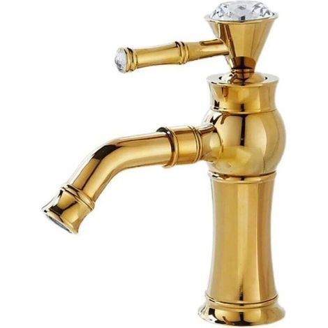 Waschbeckenarmatur, goldene Einhebel-Waschtischarmatur, Messingarmatur, Mischbatterie für Warm- und Kaltwasser, Einloch-Arbeitsplattenarmatur.