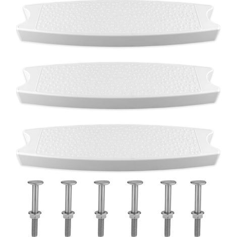 Set mit 3 robusten Kunststoff-Schwimmbadtreppen inklusive 6 Schrauben, passend für die meisten Boden- und Aufstellleitern (weiß) (1/5)