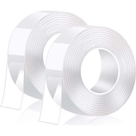 Nanotransparentes doppelseitiges Klebeband – 2 Rollen – 2 mm Dicke (1/4)