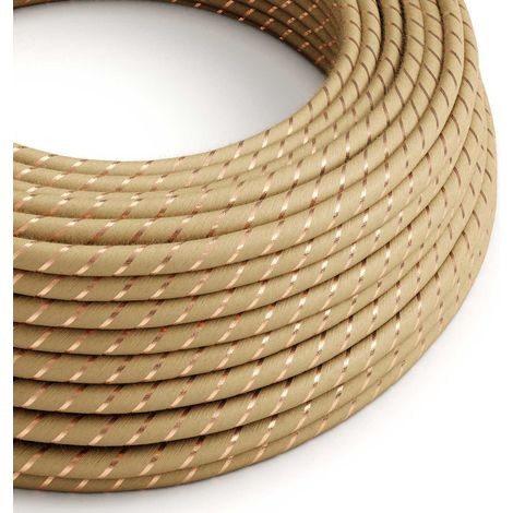 Creative-Cables, Cavo elettrico in tessuto, Sezione 3 x 0,75 mm², 10 m, Beige in juta con filo di rame, Rotondo