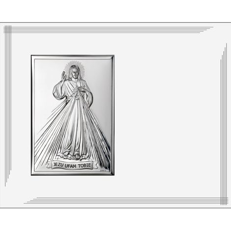 Jesus, ich vertraue auf dich, modernes Silbergemälde auf weißer Holzplatte, 25 x 20 cm Größe: 25 x 20 cm Artikelnummer: VL883BI