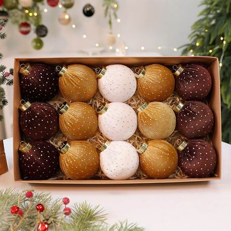 Boule De Noël Velours - 15 Pièces - 8 Cm - Décoration Arbre De Noël - Résistant À La Casse - Pour Intérieur Et Fêtes (1/5)