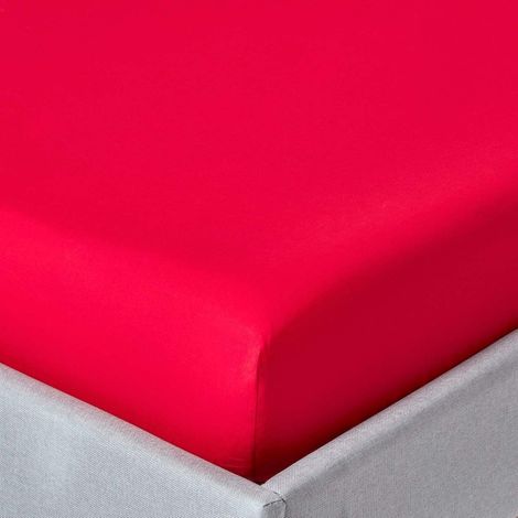HOMESCAPES Red Egyptian Cotton Deep Fitted Sheet 200 Thread Count, Double - Red