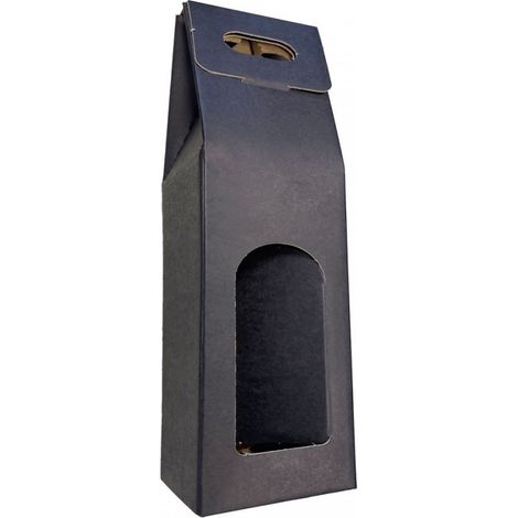 IMBALLAGGI 2000 - 10 Scatole Portabottiglie Nera - Scatole di cartone per bottiglie di vino prosecco champagne - Confezione da 1 bottiglia - Ideali per Natale e occasioni speciali