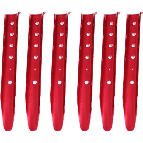 lot de 6 piquets de tente pour neige et sable -Léger pour le camping, la randonnée et le trekking (rouge)