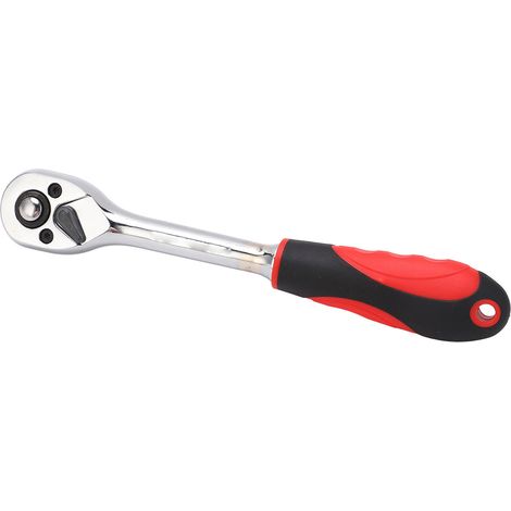 Poignée de clé à cliquet, tige droite à dégagement rapide automatique à 72 dents, 3/8 pouce M (pour utilisation avec des embouts de 10 mm). (1/5)