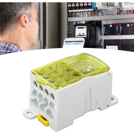 UKK400 C45 Boîte de jonction unipolaire de type rail DIN, répartiteur modulaire, 690 V 400 A, jaune. (1/5)