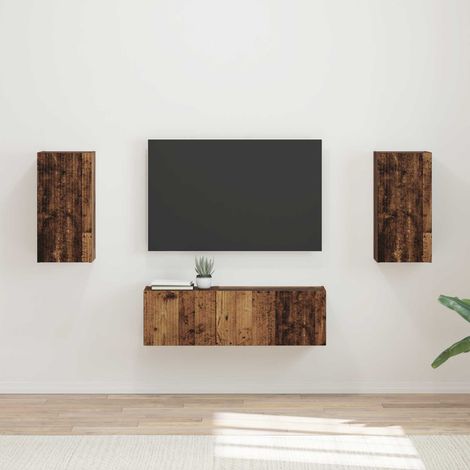 TV-Wandregal-Set Wandmontiert 4 pcs Altholz Holzwerkstoff