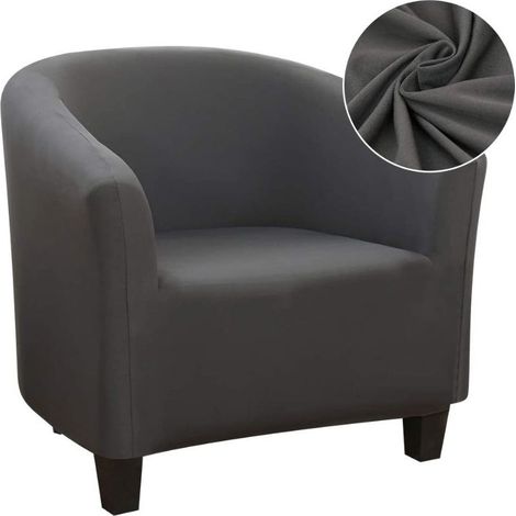 Stretch Chaise Longue Chair Cover, Easy to Install and Wash, Chair Cover with Armrests Chesterfield Armchair Cover for Counter Bar Living Room Meeting Room, Grey (1/5)