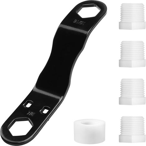 Kit de bouchon de vidange pour chauffe-eau camping-car et caravane, avec clé coudée, bouchons rechange NPT 1/2", ruban PTFE, compatible 7/8" et 15/16" (1/5)