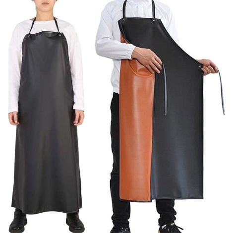ANNEFLY Lot de 2 tabliers PVC imperméables et résistants à l'huile, épaissis - 110×80 cm, Noir (1/4)