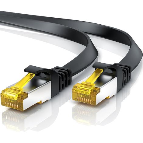 Câble Réseau Cat 7 - 1 Pièce - 2m Plat Noir - 10 Gbps RJ45 - Pour PC Routeur Console (1/5)