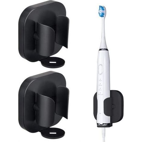Porte Brosse à Dents Electrique,2 Pièces Support Brosse a Dent Electrique Adhesif Porte-Brosse à Dents Organisateur,Porte Brosse à Dents Mural pour Salle de Bain(Noir) (1/5)