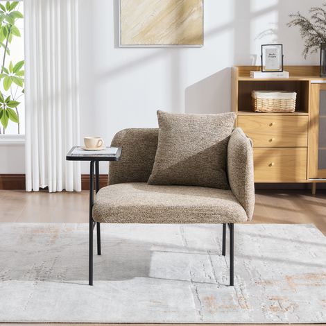 Sessel 86x72x71 cm Khaki mit Beistelltisch und Stauraum, Chenille-Bezug, MEUBLIV (1/5)