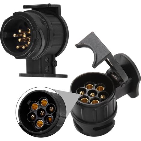 2 Pcs Adaptateur 13 Broches 7 Broches,Adaptateur Prise Remorque 13 vers 7 Broches,12V Prise Remorque Connecteur Standard Européenne, pour Caravane Camions RV RemorqueConnecteurur (1/5)