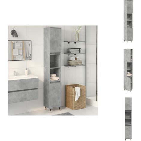 Armoire de salle de bain gris béton 30x30x190 cm - Armoire De Salle De Bain - Armoires De Salle De Bain - Armoire - Meuble De Salle De Bain (1/5)