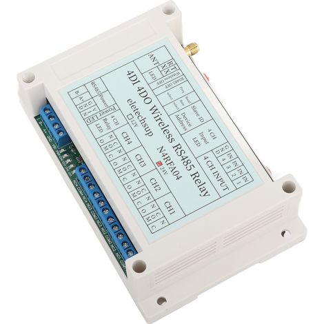 Module relais sans fil 4 canaux 4DI 4DO 433MHz RS485 émetteur récepteur avec antenne, alimentation 24V DC, contrôle à distance industriel. (1/5)