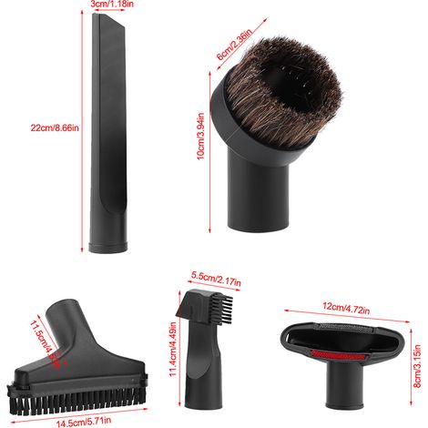 Ortviai Brosse d’aspirateur 5 pièces pour matelas, canapé et lit – Embout universel 32 mm en PP noir (1/3)