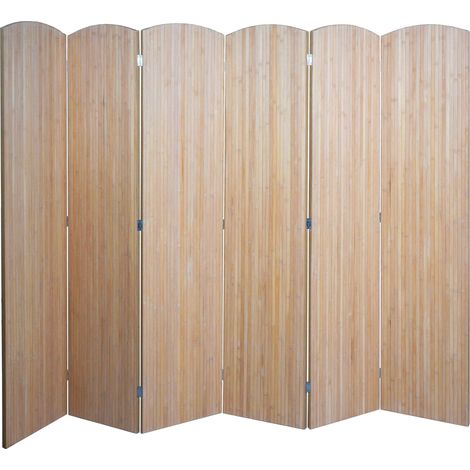 Paravent en bambou HWC-O30 cloison de séparation pare-vue pliable 6 panneaux 170 x 245 cm (1/5)