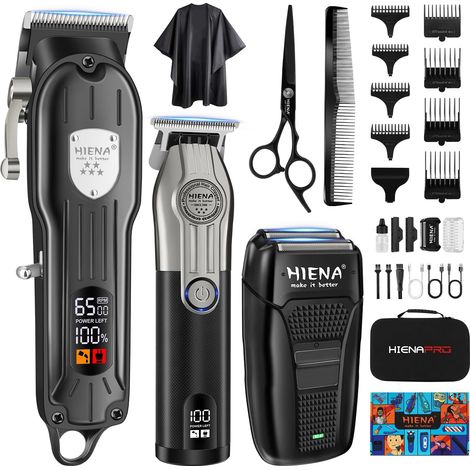 Cordless Hair Clippers for Men Electric Beard Trimmer and Aluminum Shaver Hair Cutting Kit Type C Rechargeable Hair Cutting Kit for Barber with LED Display (1/5)