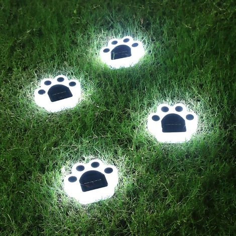 Lampes solaires à imprimé pattes d'animaux de compagnie, paquet de 4 lumières LED étanches pour décoration de jardin et de noël (1/5)
