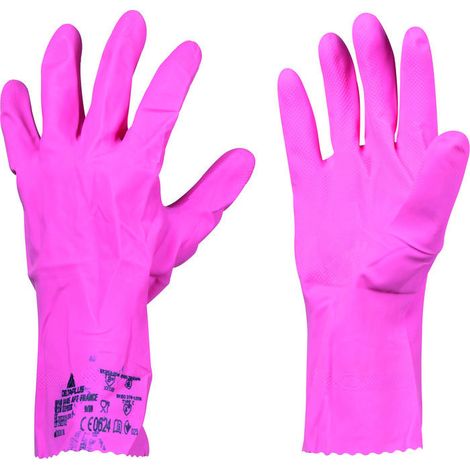 Guante de limpieza de látex rosa 9/10