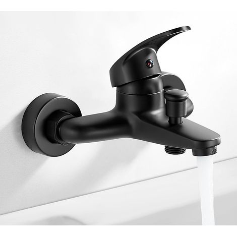 1 Mitigeur Baignoire,Laiton Massif,Noir Mat,Céramique,Salle De Bain (1/5)