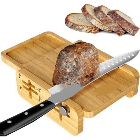 Bread Slicer for Homemade Bread, The World's First Horizontal Wooden Bread Slicer with Crumb Tray, Adjustable Thickness of 3 Slice for Sourdough Bread, Cake, Toast and Bage (1/4)