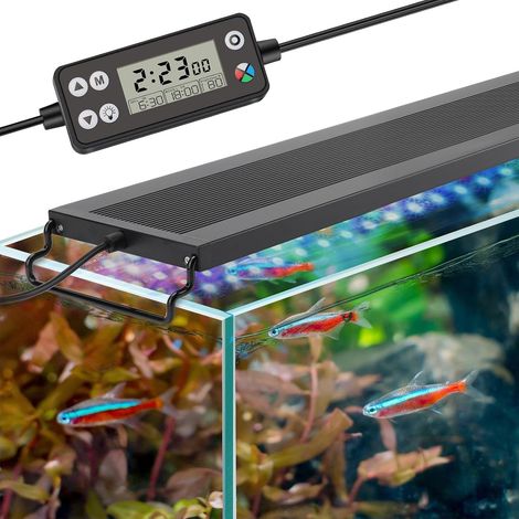 Éclairage d'aquarium à spectre complet pour aquarium, lumière d'aquarium avec moniteur, 26 W, cycle d'éclairage 24/7, 7 couleurs, minuterie réglable, 3 modes pour aquariums d'eau douce de 76 à (1/5)
