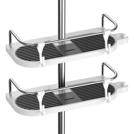2PCS Sans Perçage Étagère de Douche pour Rail de Douche - Support D'organisateur de Salle de Bains pour le Shampooing, Adapte le Rail de 19mm - 25mm (1/4)